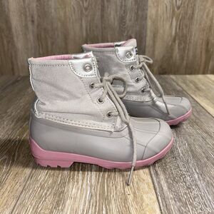 Sperry Port Girls Youth US Size 11M Gray Pink Outdoor Duck Rain Boots SCL162060